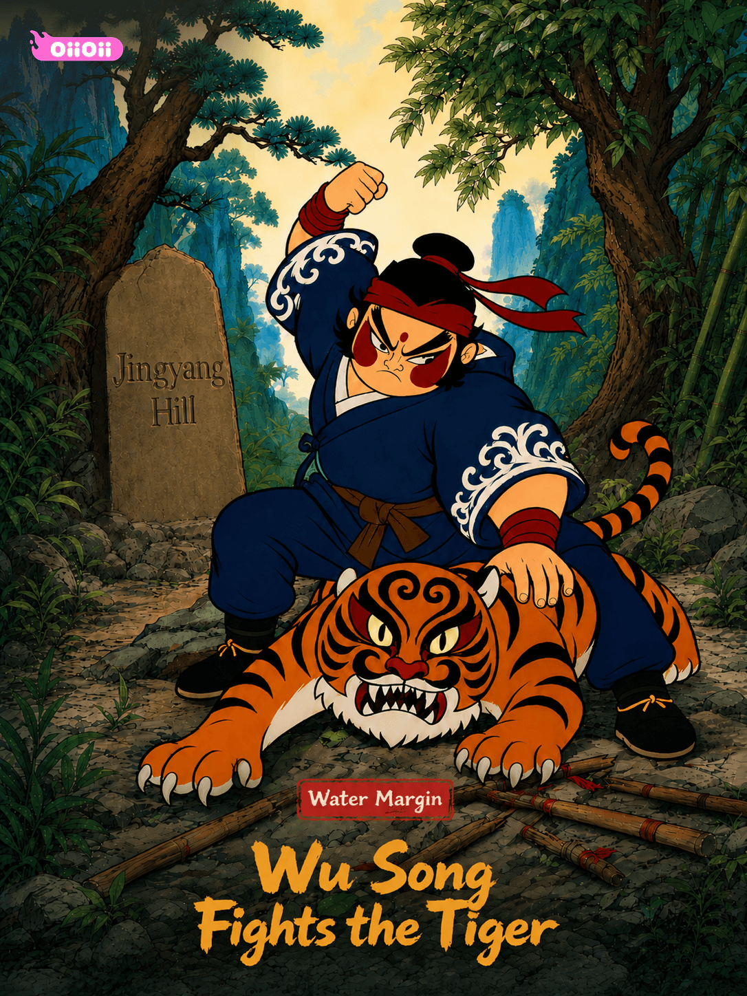 OiiOii generated poster: Water Margin, Wu Song Fights the Tiger