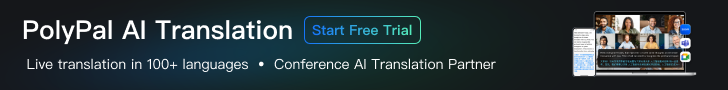 PolyPal AI Translation banner: live translation in 100+ languages with a free trial
