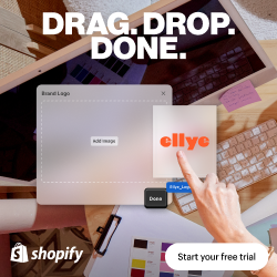 Shopify promotion: drag, drop, done theme editor with a free trial offer