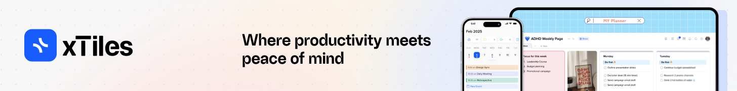 xTiles banner: where productivity meets peace of mind